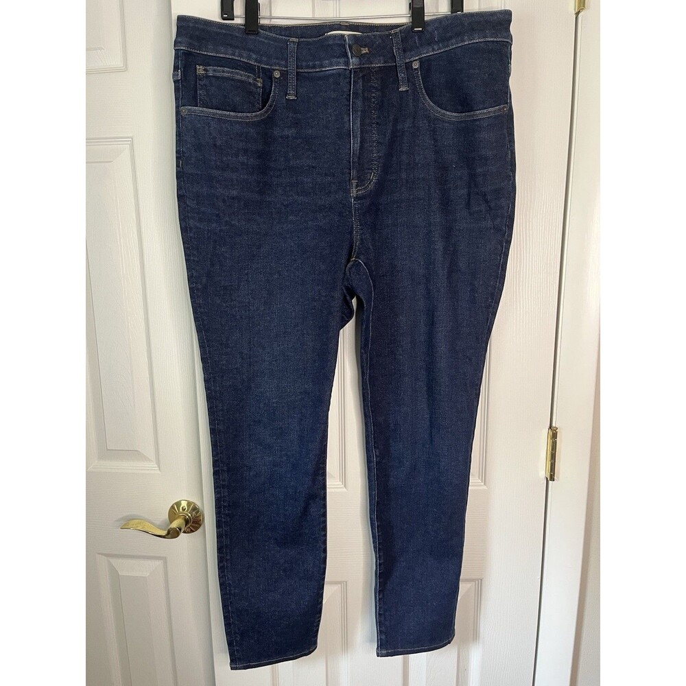 Madewell Women’s Plus Mid Rise Skinny Blue Solid Denim Jeans Stretch 18W